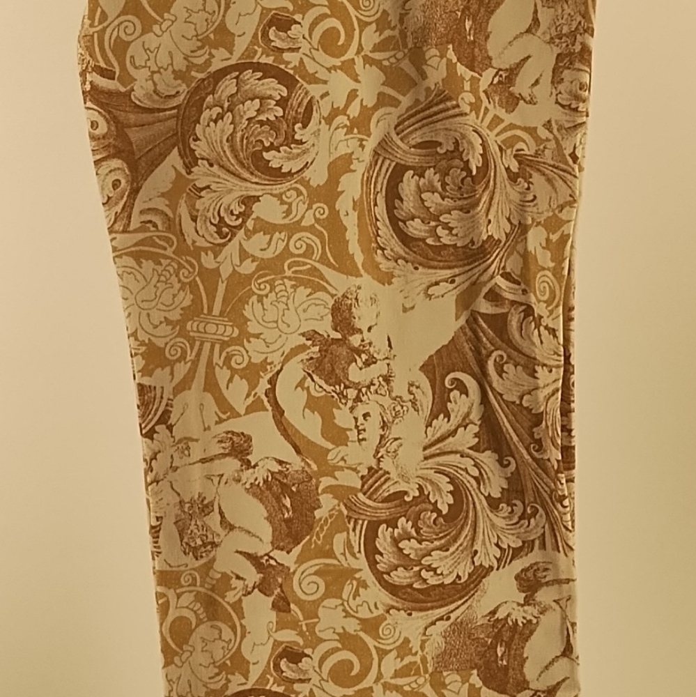 Signe' Women's Printed Wide-Leg Pants in Cream and Brown, Sz 8